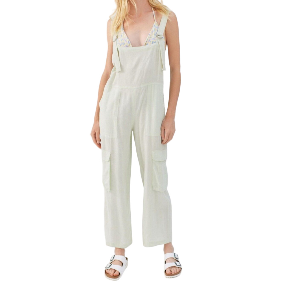 BDG Tilly Overalls Women's XS Viscose/Linen Blend Light Green Utility Pockets